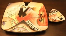 Hand Painted Chip and Dip Set, New in Box, All That Jazz, Dishwasher Safe