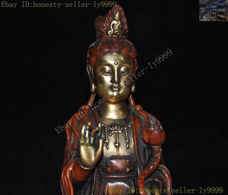 purple copper bronze 24k gold Gilt Elephant Kwan-yin Guanyin Goddess Statue Foto 2 de 4