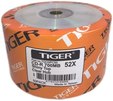 200-PK 52X Tiger Brand Shiny Silver Top Blank CD-R CDR Disc 700MB