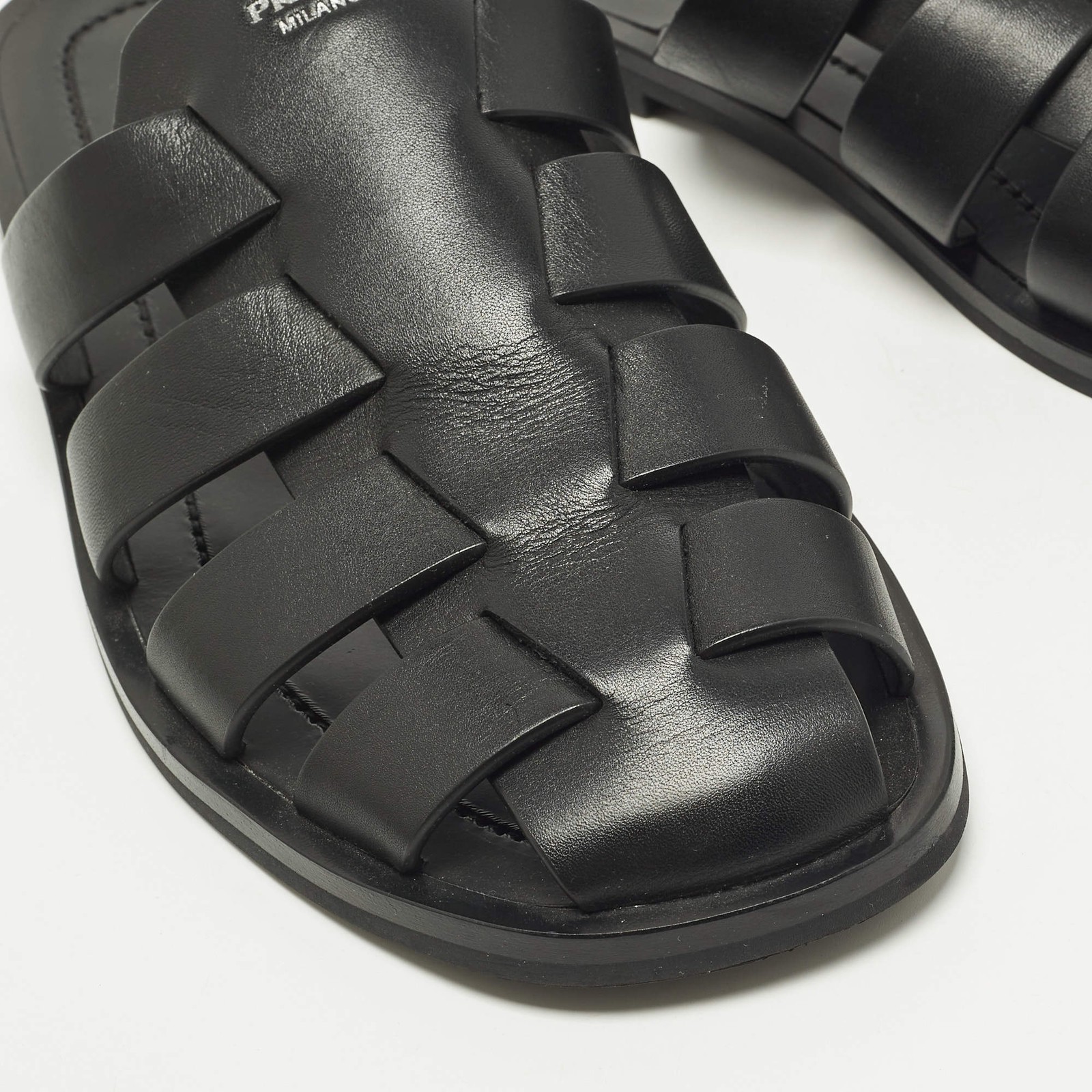 Prada Fisherman Size 41 Black Leather Mules thumbnail 7