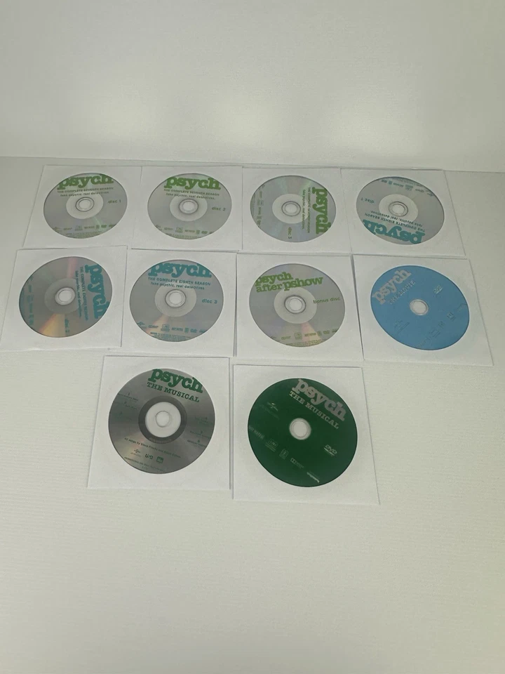 Psych Complete Series Seasons 1-8 DVD Region 1 PAL + Bonuses Discs Only No Cases - Image 3 of 4