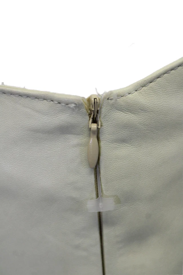 Pantalones de pierna recta de cuero tiro alto con cremallera lateral Agnona para mujer blancos talla IT 42 Foto 4 de 4