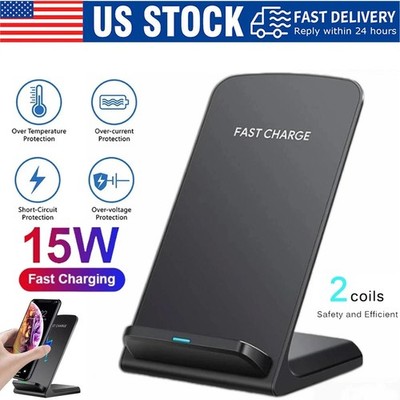 Wireless Fast Charger Charging Stand Dock For Samsung Galaxy iPhone Mobile