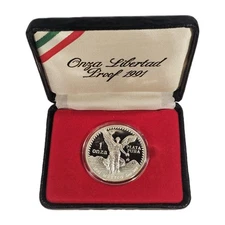 Mexico 1991 Silver Libertad 1 Onza Proof w/ BOX No COA