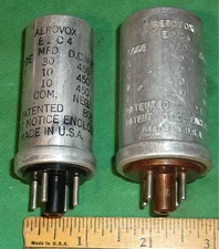 2-Vintage AEROVOX Octal-Base Plug-In Electrolytic Can Capacitors E2C4 30-10-10uF