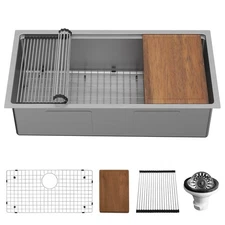 Karran USA WS-38-PK1 Elite Workstation 36" Undermount Single - Satin Brushed