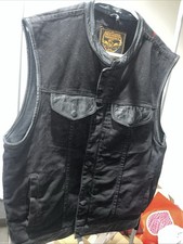 Milwaukee Performance Vest Mens Large Black Denim Biker Snap