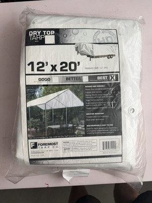 12' x 20' Tarp   Multi-Purpose White Heavy Duty DRY TOP Poly Tarp