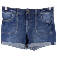 SO Girls Jean Shorts Size 16 Blue Denim Roll Up Youth Measures 30x3.5