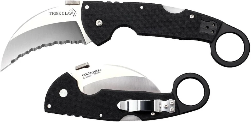 Cold Steel Tiger Claw Hawkbill Karambit Knife, Black - Image 3 of 4