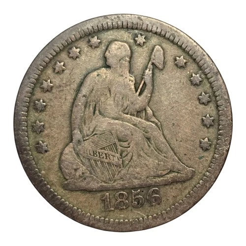 1856 Seated Liberty Silver Quarter Us Coin F Fine Details Philadelphia Mint