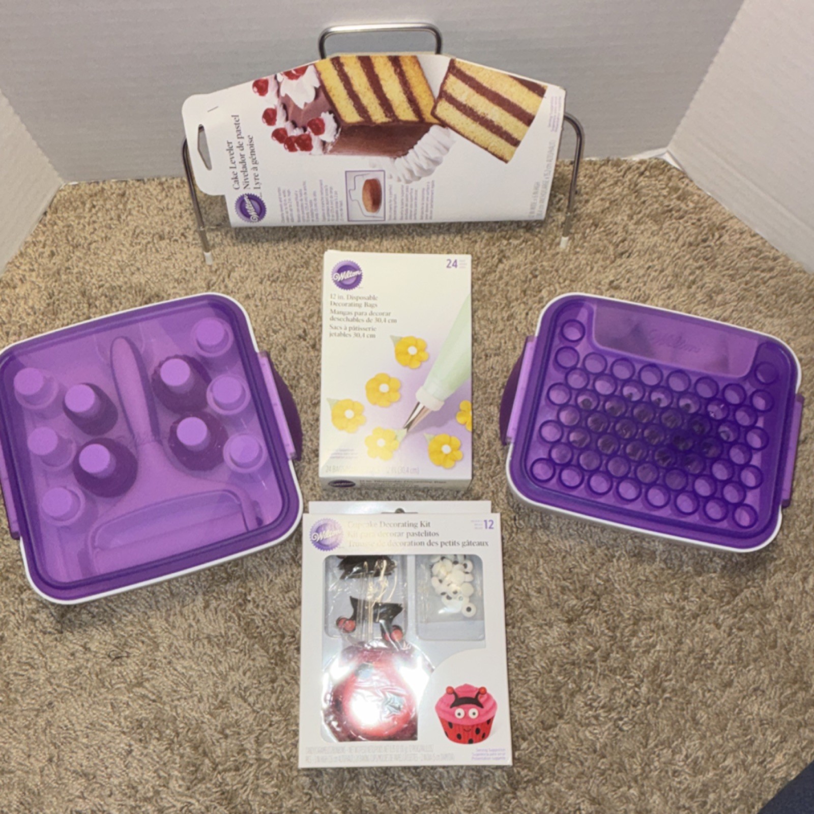 Wilton Cake Leveler, Decorating Bags, Cupcake Kit & Nozzles,
