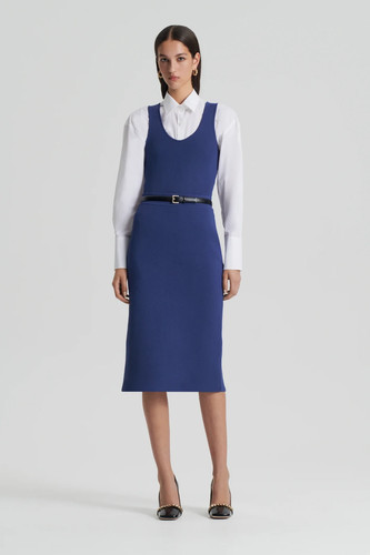 SCANLAN THEODORE SKIRT ROYAL BLUE CREPE KNIT SLIT BACK MIDI PENCIL SMALL $450 - Picture 6 of 22