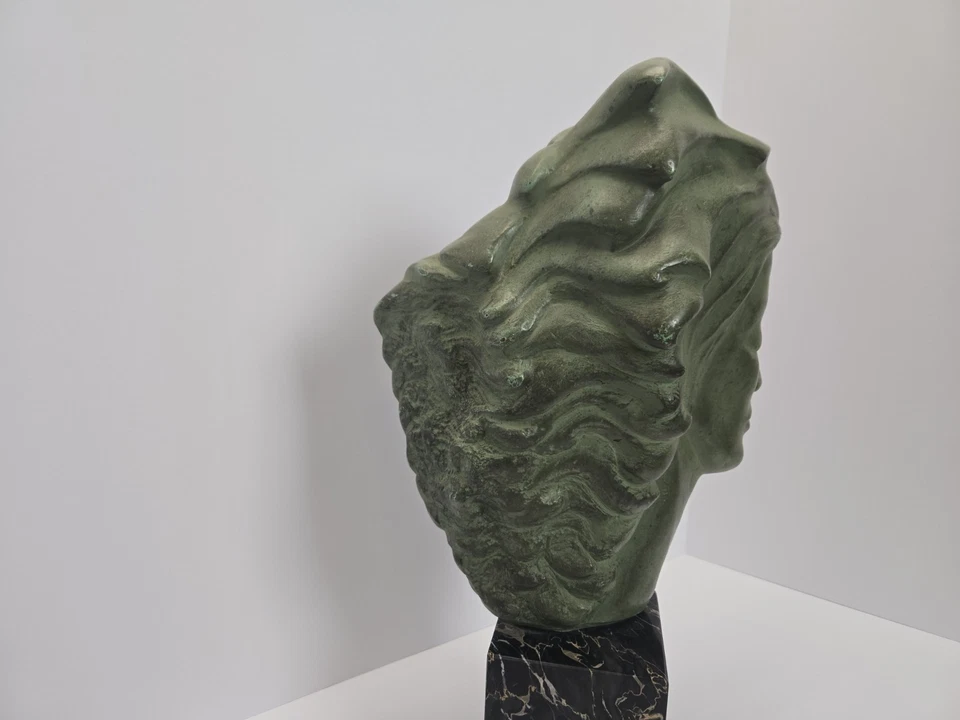 Peggy Mack Copyrite 1971Sculpture of Sea Goddes On Marble Base - Image 2 of 4