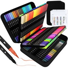 Art Supplier Dual Brush Markers Pens, 110 Artist Coloring Marker Set, Finelin...