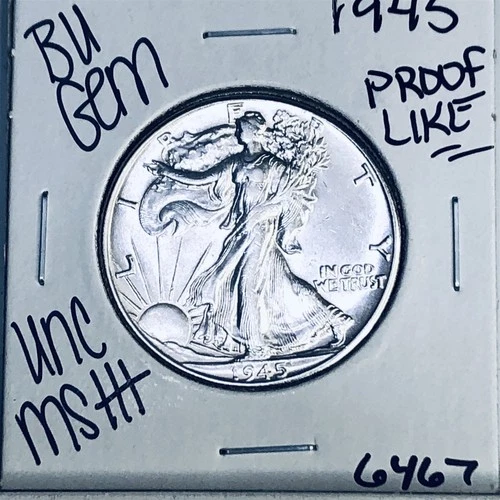 1945 BU GEM LIBERTY WALKING SILVER HALF UNC MS+++ U.S. MINT RARE COIN 6467