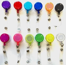 BR10  1 1/4" Translucent Shades Retractable BADGE REELS with Metal Clip on Back