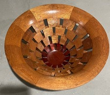 Vintage 10.5  Open Segmented Hand Crafted Wood Bowl Signed