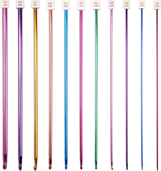 HäKelhaken Set,Multicolor Aluminium HäKelnadel Set Lange HäKelnadel Tunesische H-image