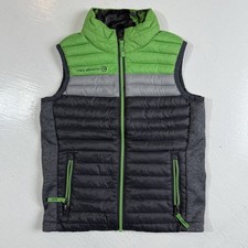 Free-Country Boy's XS 5-6 Ultra Lightweight Down Tech Zip Vest Pop Green Gray