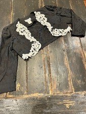 Vintage 80s 90 Scott McClintock Black Brocade Bolero Jacket W/ Lace Size 12 USA