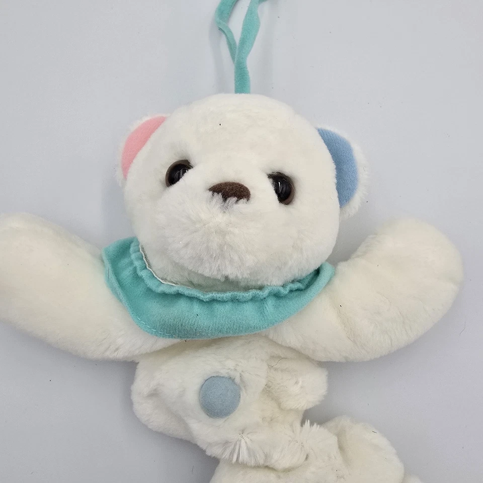 Vintage Soft Dreams White Teddy Bear Musical Crib Pull Toy Plush Baby Lullaby - Imagem 4 de 4