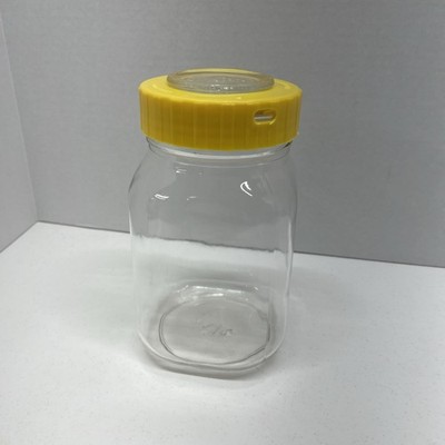 Alimenti Food Canister Jar Fidenza Vetraria Yellow Lid 8'' Italy 1.5L Glass