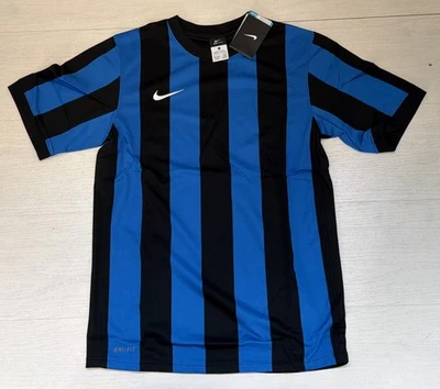 NIKE Maillot De Football Rayé Noir/Azzurro Taille L S M XL - Photo 1/3