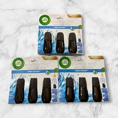 9 Pack Air Wick FRESH WATERS Fragrance Essential Oils Essential Mist Refill