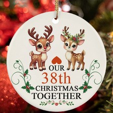Our 38th Anniversary Christmas Together Ornament 38 Year Reindeer Couple Love