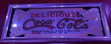 Vintage Coca-Cola Framed Advertising Sign "Delicious 5¢ Coca-Cola" Soda Theme