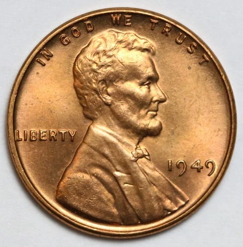 New Listing1949 1c Lincoln Wheat Cent Uncirculated - RAW - RED - Great Looking Penny