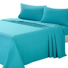 4 PCS Queen Soft Microfiber Bed Sheet Set Deep Pocket Bedding Covers Teal