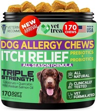 Vet Treat Dog Allergy Relief Chews - 170 Dog Allergy Chews - Itch Relief for Dog