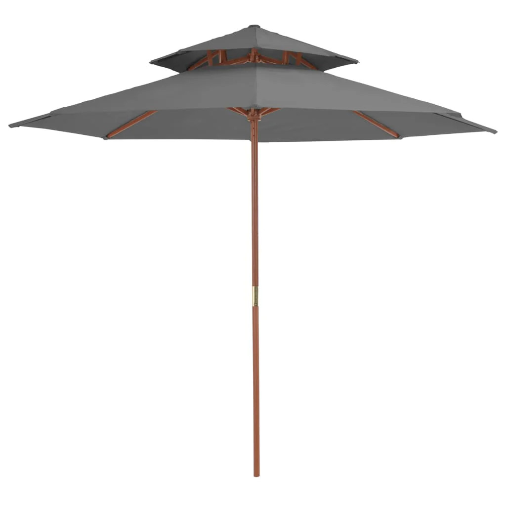 Parasol double en bois haut de gamme 270 cm anthracite Helloshop26