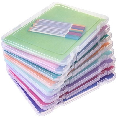 8 Pcs Clear A4 File Organizer Box, Plastic Document Storage Case with Snap Cl...