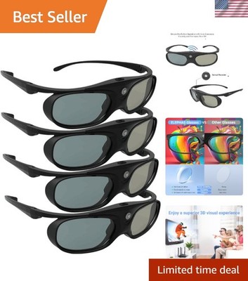 Fashionable 144Hz Active Shutter 3D Glasses - Lightweight & Portable (4 Pack)