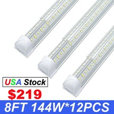 12 Pack T8 8FT LED Tube Light Garage Fixture 144W 8 Ft LED Shop Light 6500K LED