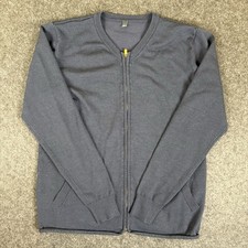 Unbranded Cardigan Sweater Mens L Blue Full Zip Pockets Wool Blend Comfy