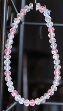 Handmade Bead Necklace 28" and Bracelet 8" Clear Crystals and Pink Crystals Set
