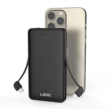 10000mAh Power Bank, Portable Charger with Cable, USB C for iPhone & Samsung