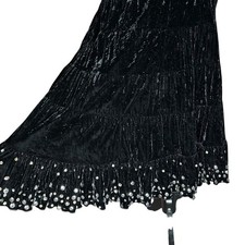 INC Y2K Black Velvet Silk Blend Sequin Maxi Skirt Broomstick Whimsigoth Witchy