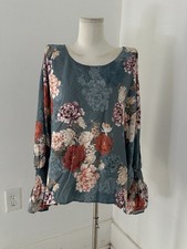 Jade Johnny Was Silk Geles Blouse Size Large