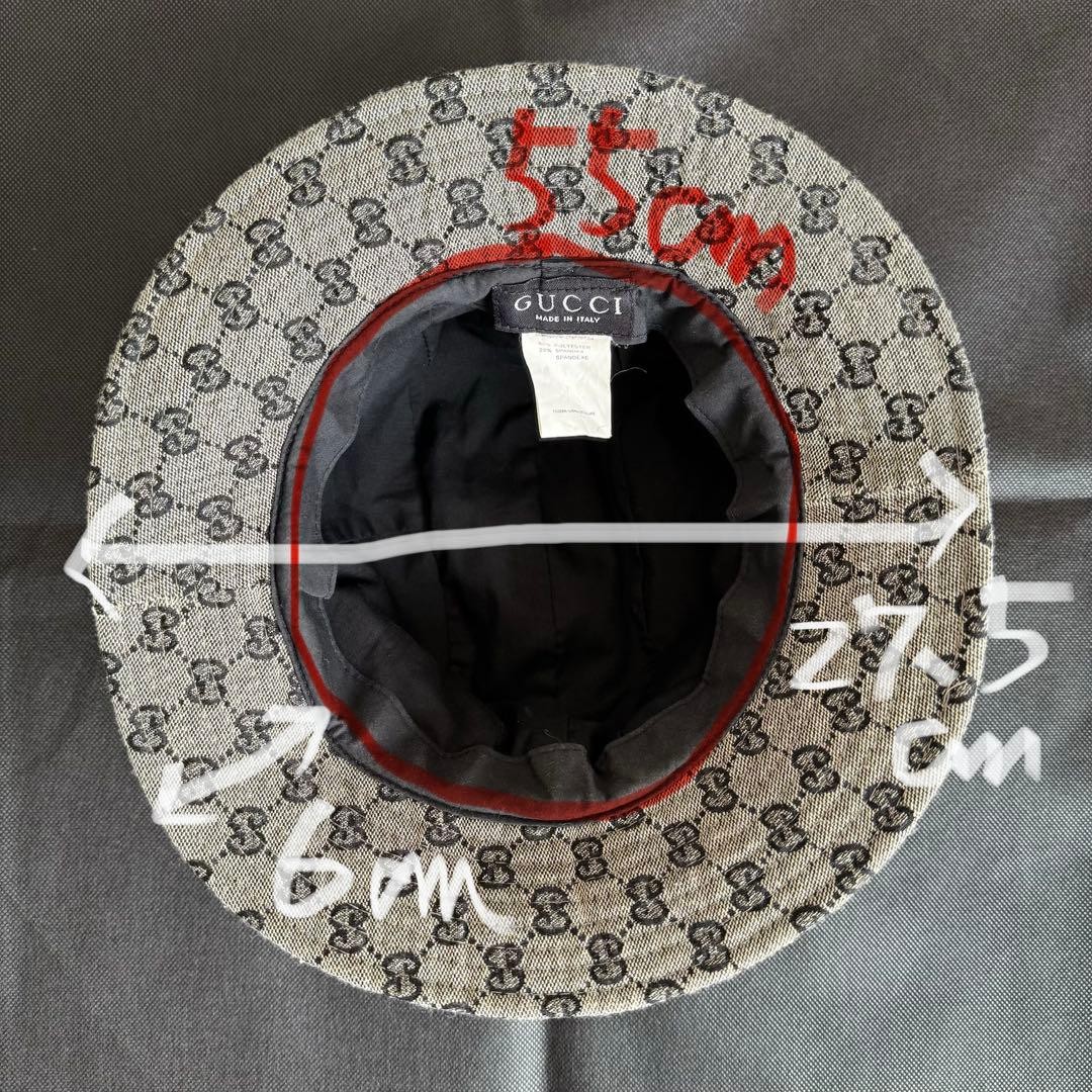 Gucci Fedora Bucket Hat GG Canvas Black Gray Women Authentic thumbnail 9