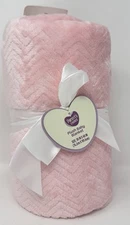 Parents Choice PINK Chevron White Faux Sherpa Plush Baby Blanket, 30 x 40in