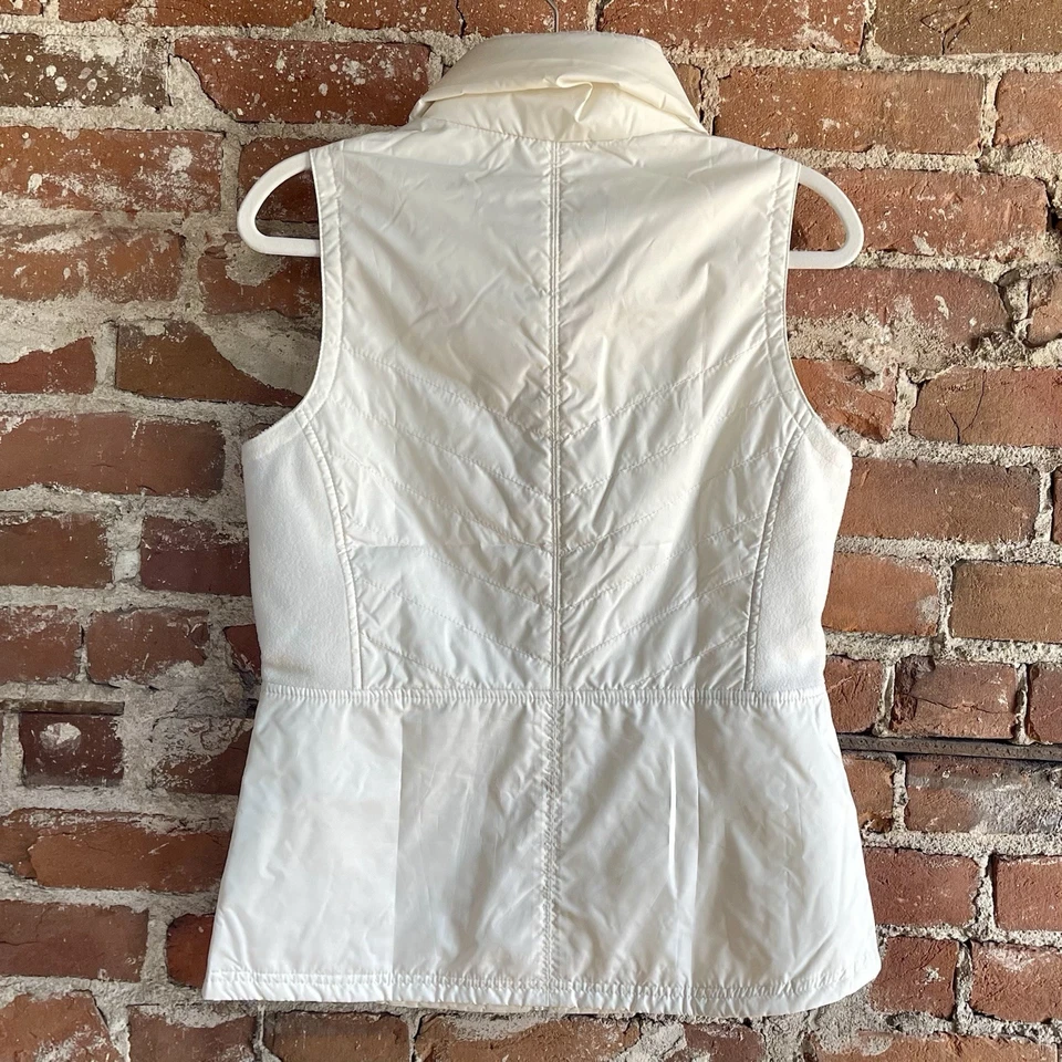 Chaleco acolchado Columbia para mujer pequeño blanco roto cremallera completa cuello polar Foto 3 de 4