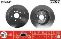 2X Bremsscheibe TRW DF4441 FüR RAV Toyota 2 ZCA25_ ZCA26_ ZCA25W ZCA26W 4WD