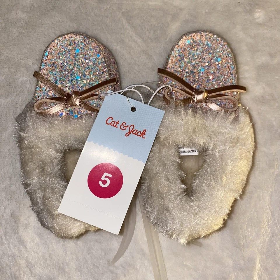 Zapatillas Mocasín Cat and Jack Rosa Brillo Lazo Sin Cordones Niño Pequeño Talla 5 ¡NUEVAS! Foto 3 de 4