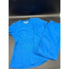 Greys Anatomy Womens Barco Scrub Set Blue V-Neck Zip Pocket XSP