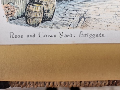 Vintage Hand Coloured Print Rose and Crown Yard, Briggate, Leeds, Mounted (photo 3)